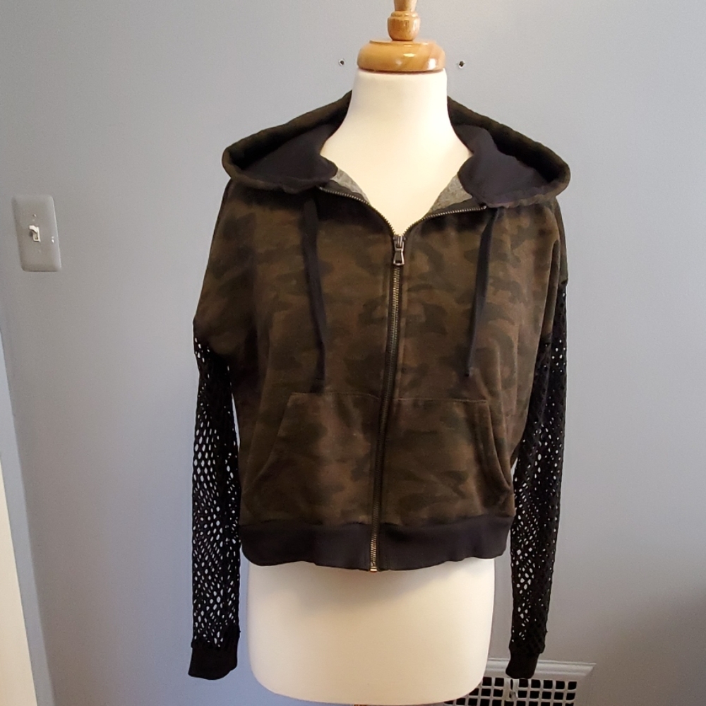 Camo Hoodie with Mesh Sleeves